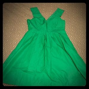 J Crew V Neck A-line dress in green